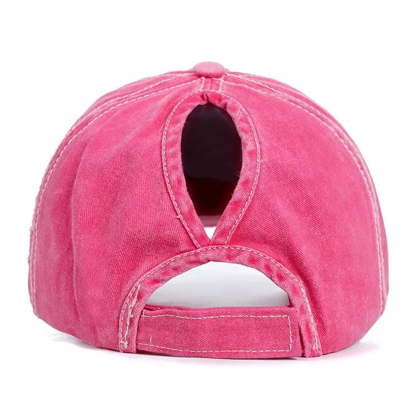 Y2K Distressed Pink Star High-Bun Trucker Hat