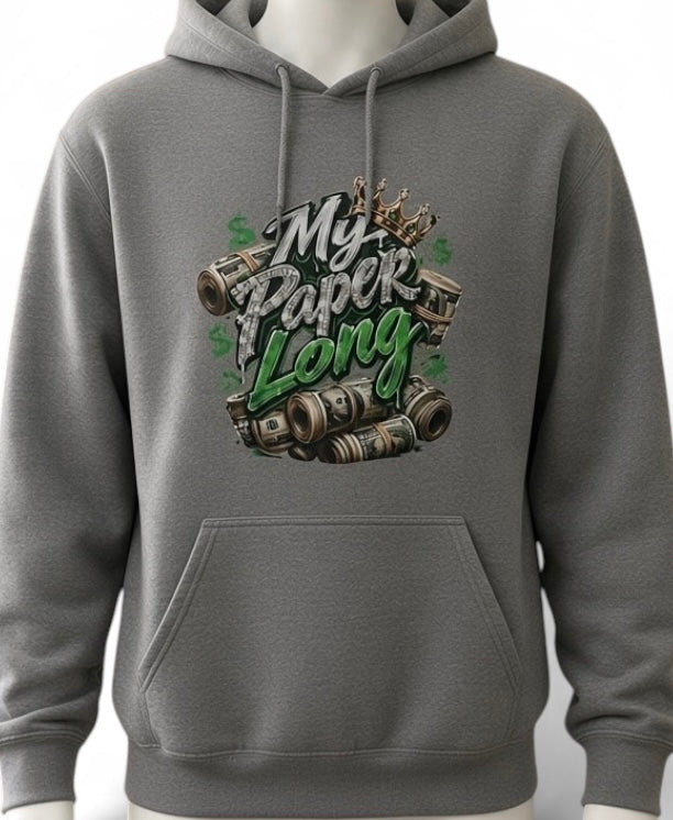 My Paper Long Custom Graphic Hoodie – Gray, XL